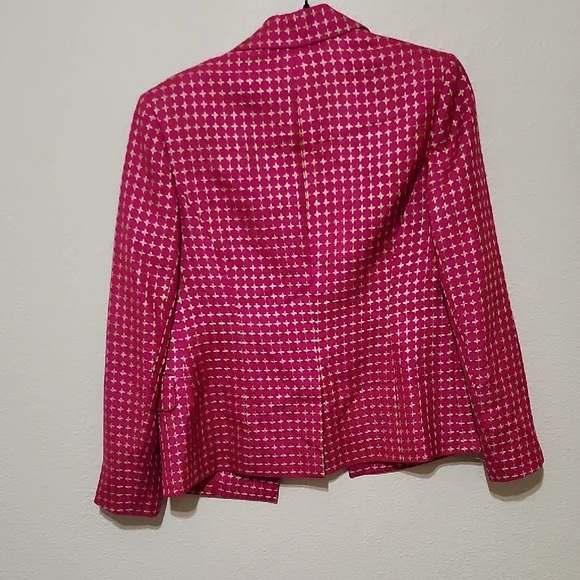 Vibrant Pink Gingham Blazer Tailored Fit - Picture 8 of 11